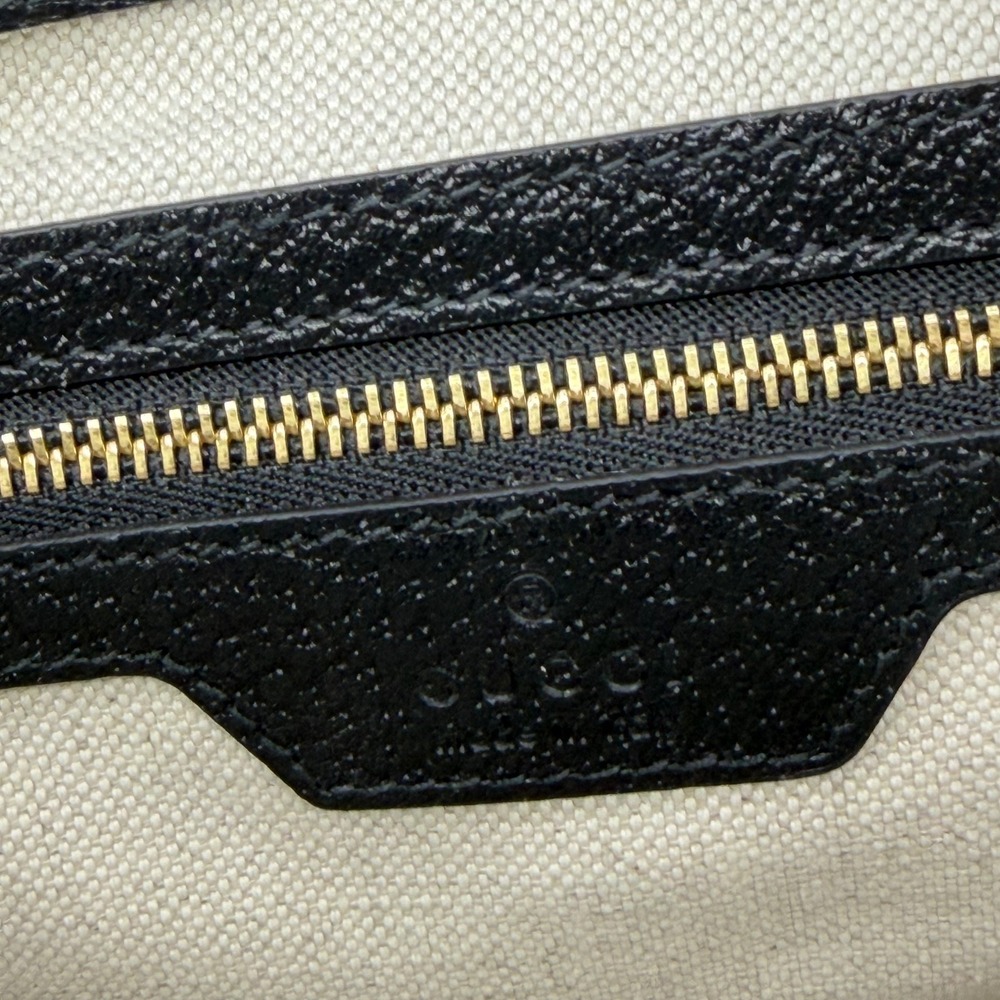 Gucci Jackie 1961 Small Black Denim GG Bag w/ Leather + Web Straps - Picture 6 of 7